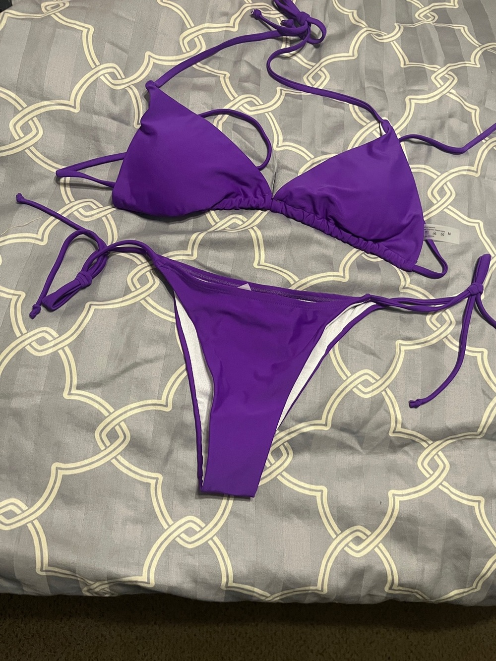 SHEIN Purple Triangle String Bikini Set